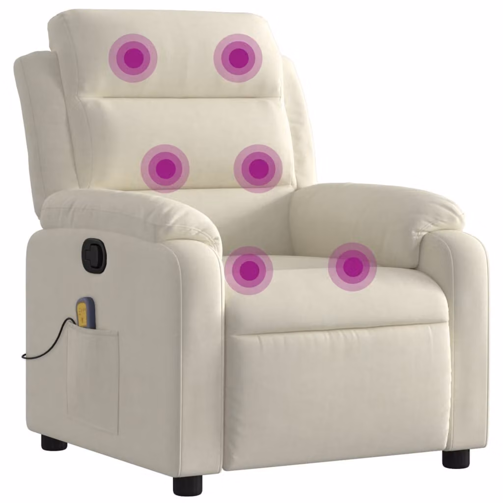 SYFAX™ Poltrona Massaggiante Reclinabile Crema in Velluto