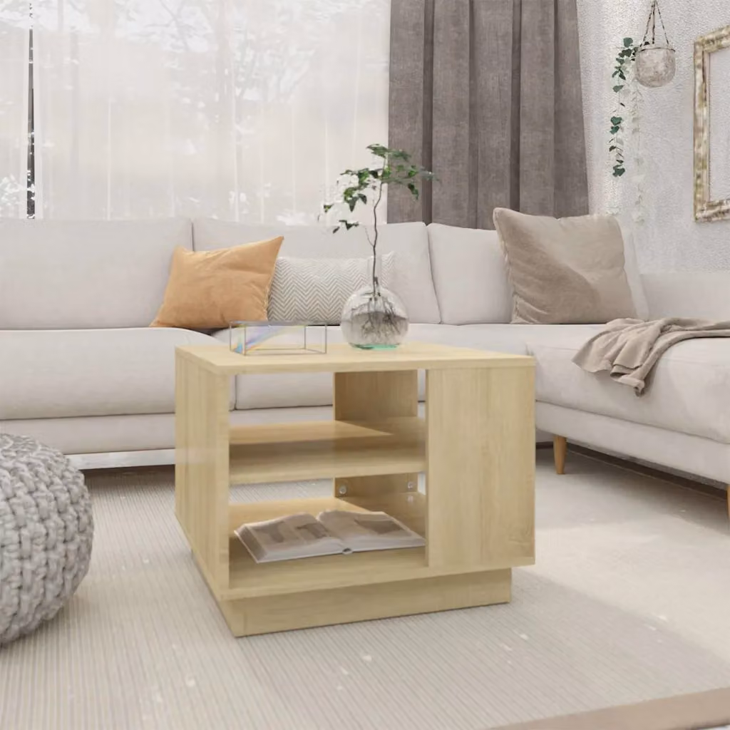 Tavolino da salotto moderno vidaXL in legno color rovere, L 55 cm x P 55 cm x H 43 cm