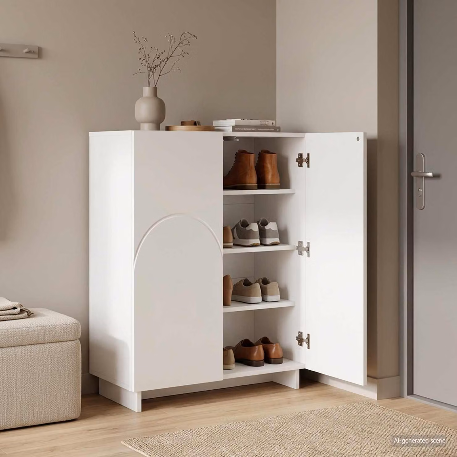 Scarpiera moderna vidaXL in legno MDF bianco con ante a battente L/P/H: 73 x 38 x 87,5 cm