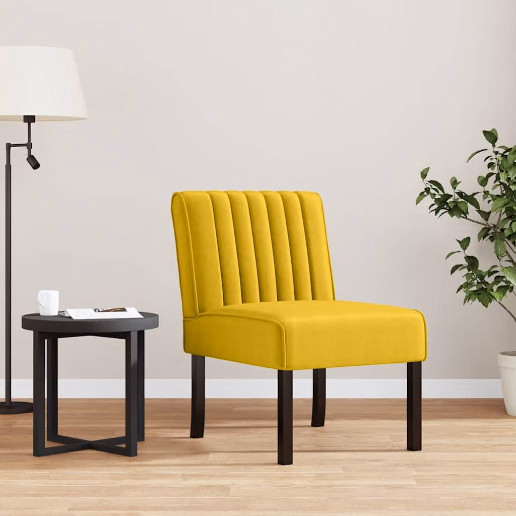 Sedia Pantofola vidaXL in Velluto Giallo con Struttura in Legno e Plastica, H 72 x L 64 x P 48 cm