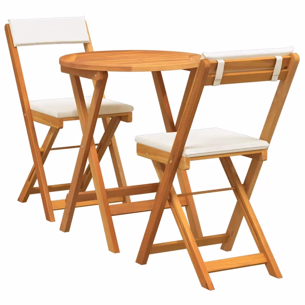 Set da pranzo per giardino e terrazzo vidaXL in legno di acacia marrone, composto da 3 pezzi con piano pieghevole L: 110 cm, P: 72 cm, H: 60 cm – 2