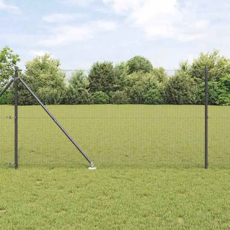 Recinzione in rete saldata con punte vidaXL in acciaio rivestito in PVC, Grigio, L: 10 m, H: 1 m