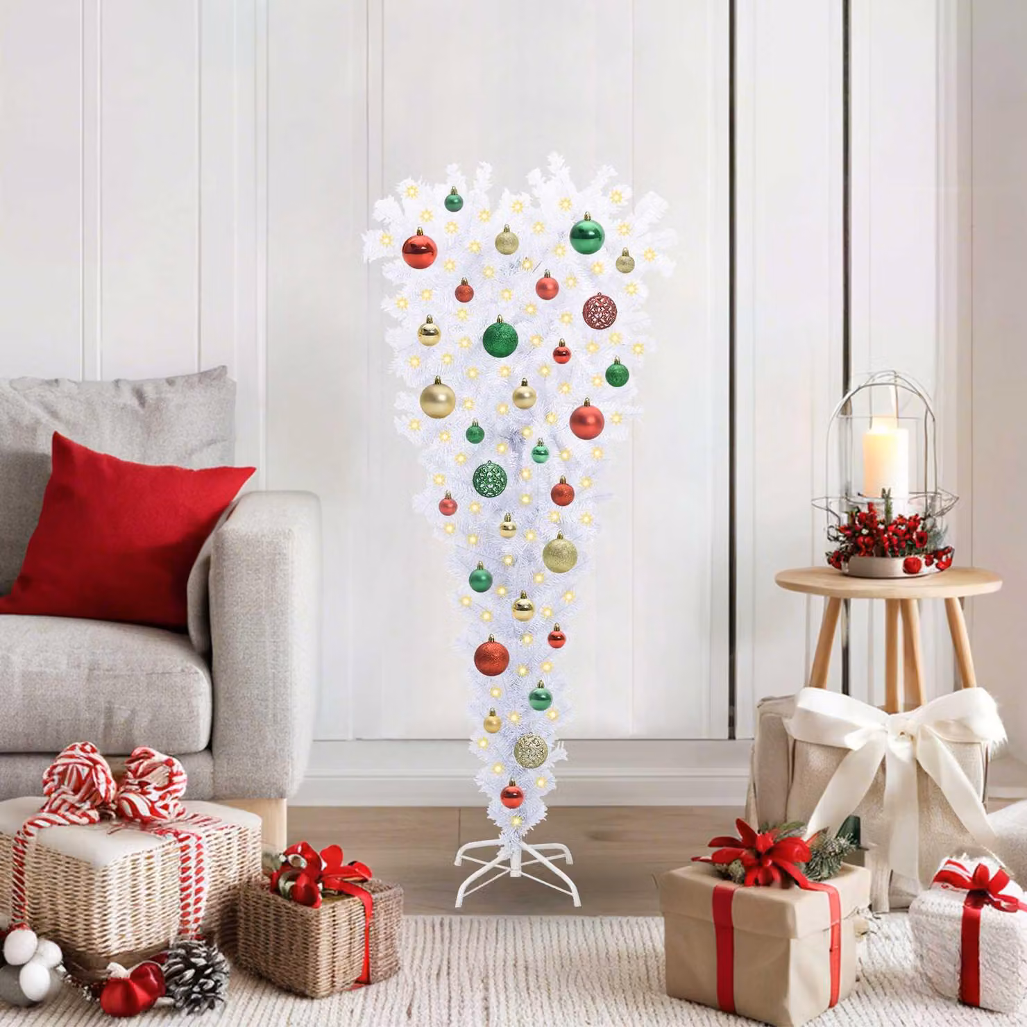 Maison Exclusive - Albero di Natale artificiale bianco, 120 cm, in PVC e acciaio