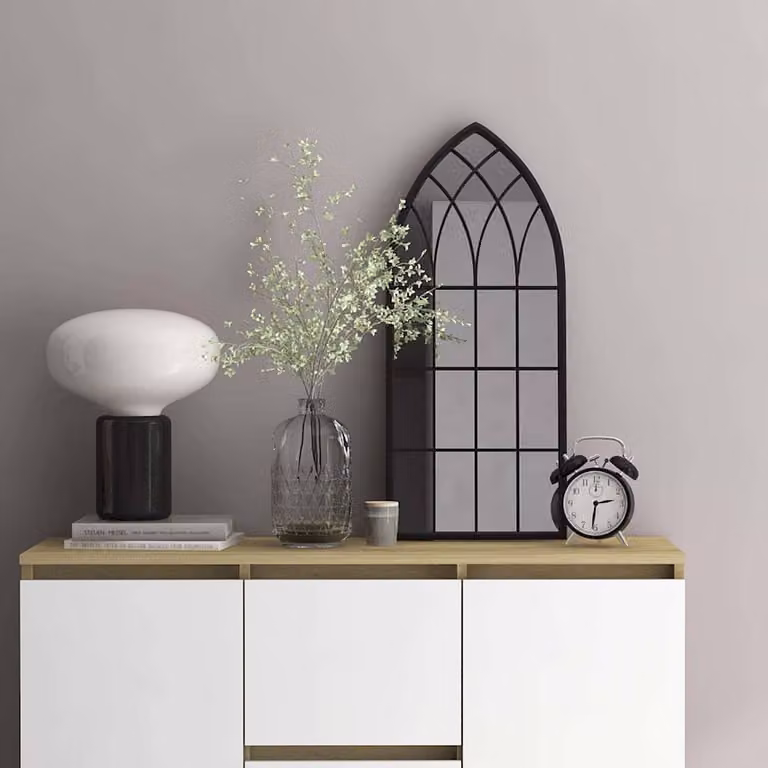 Specchio da parete rettangolare vidaXL in metallo e vetro, colore nero, L: 70 cm, H: 30 cm, P: 1 cm