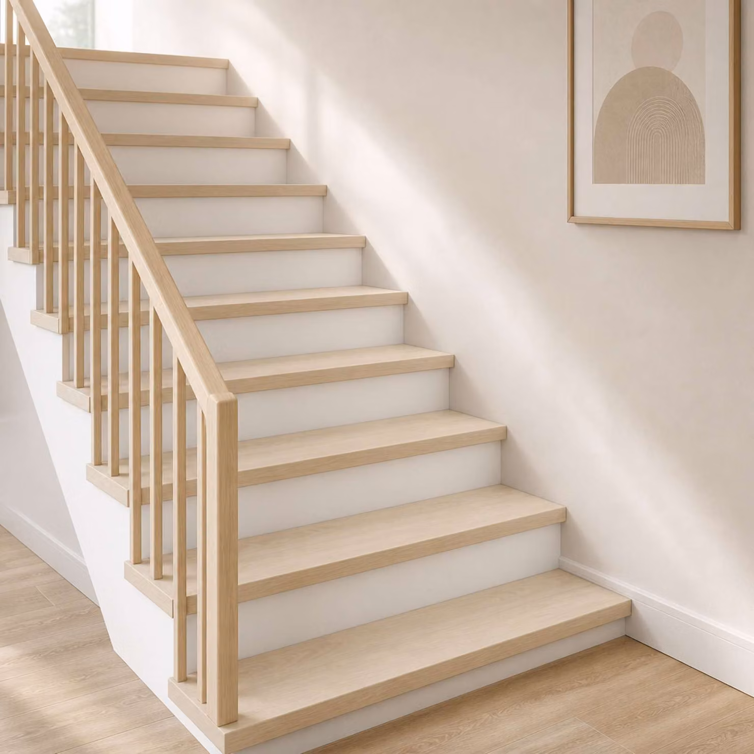 Set di 20 gradini per scale vidaXL in legno, colore bianco o beige, L: 70 cm, P: 30 cm, H: 2 cm