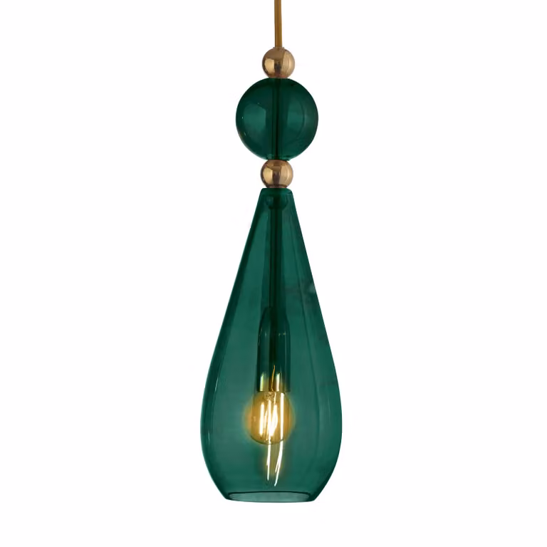 EBB & FLOW Lampada a sospensione in vetro Smykke M, dimmerabile, Verde, Soggiorno / Sala da pranzo, Vetro, Scandinavo, Lampada a sospensione