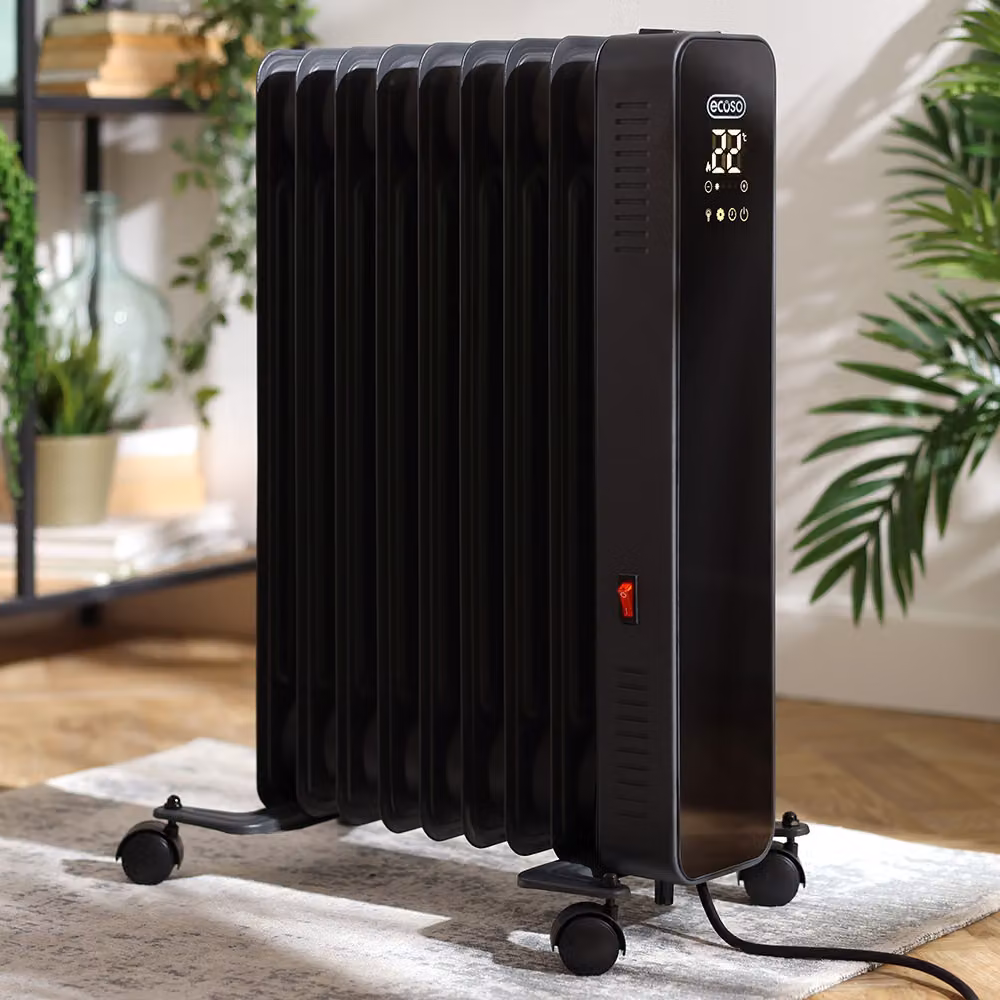 Radiatore Elettrico ad Olio Portatile Intelligente - Antracite - 2000W - Kylo - ECOSO by Hudson Reed