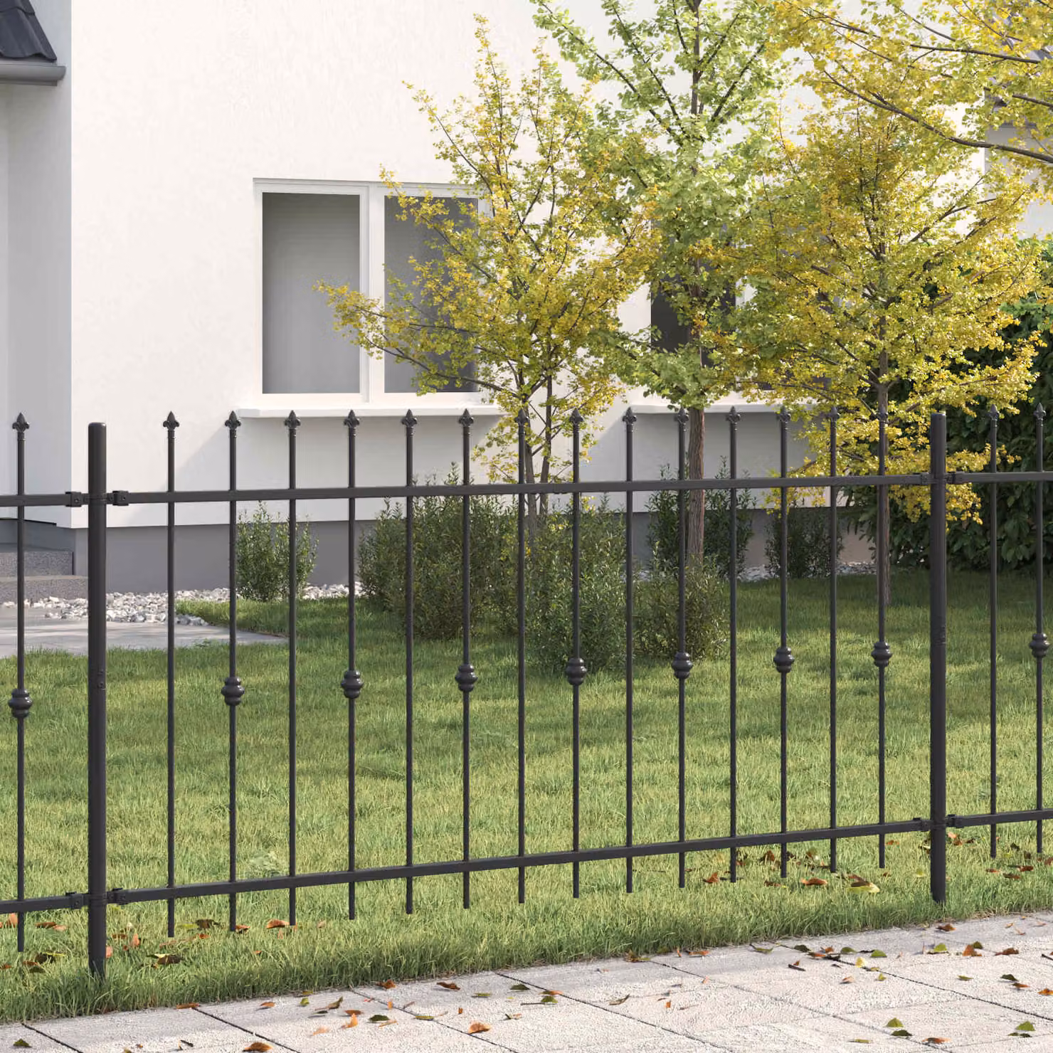 Recinzione a punte ASTEN vidaXL in acciaio nero L: 200 cm, H: 150 cm