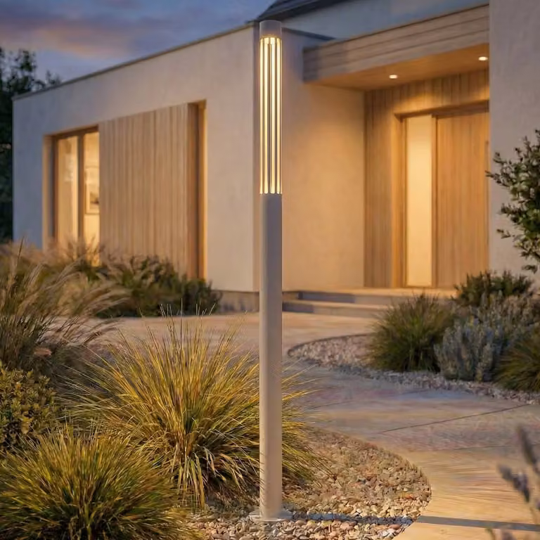 Lampioncino da giardino Fjorya Lindby, Alluminio / Grigio / Zincato, Alluminio, Moderno, Lampada LED da esterni