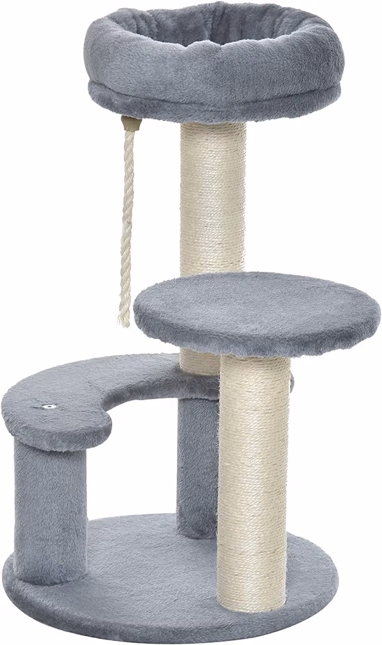 Pawhut PawHut albero per gatti albero da arrampicata albero da gioco letto per gatti tiragraffi grigio D30-202