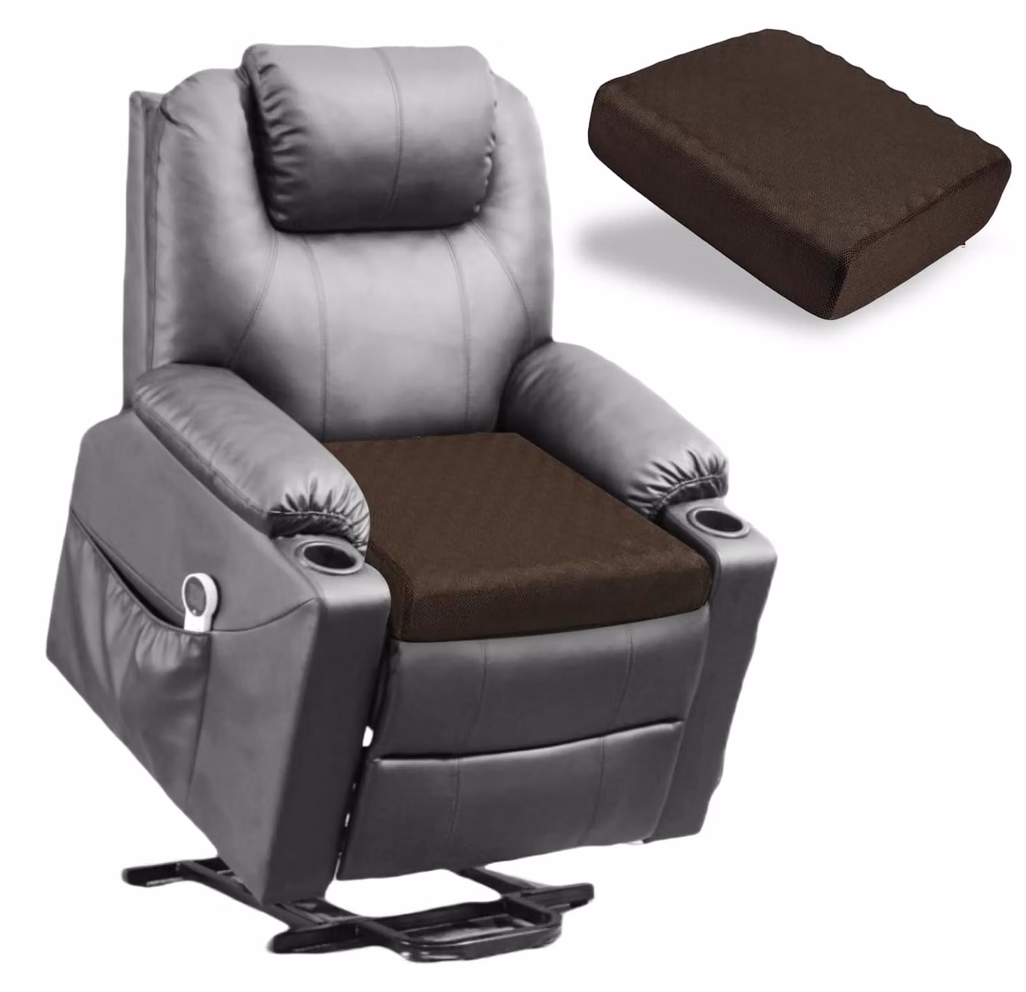 Sedia elevatrice imbottita in memory foam con rivestimento lavabile