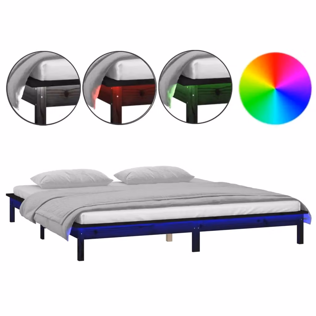 Giroletto MERCATOXL in legno massello di pino nero con illuminazione LED sottostante e porta USB L/P/H: 140 x 190 x 202 cm – 2