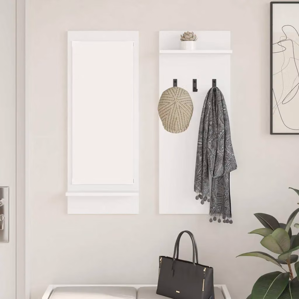 vidaXL Appendiabiti a muro moderno in MDF bianco L: 70 cm, P: 10 cm, H: 90 cm