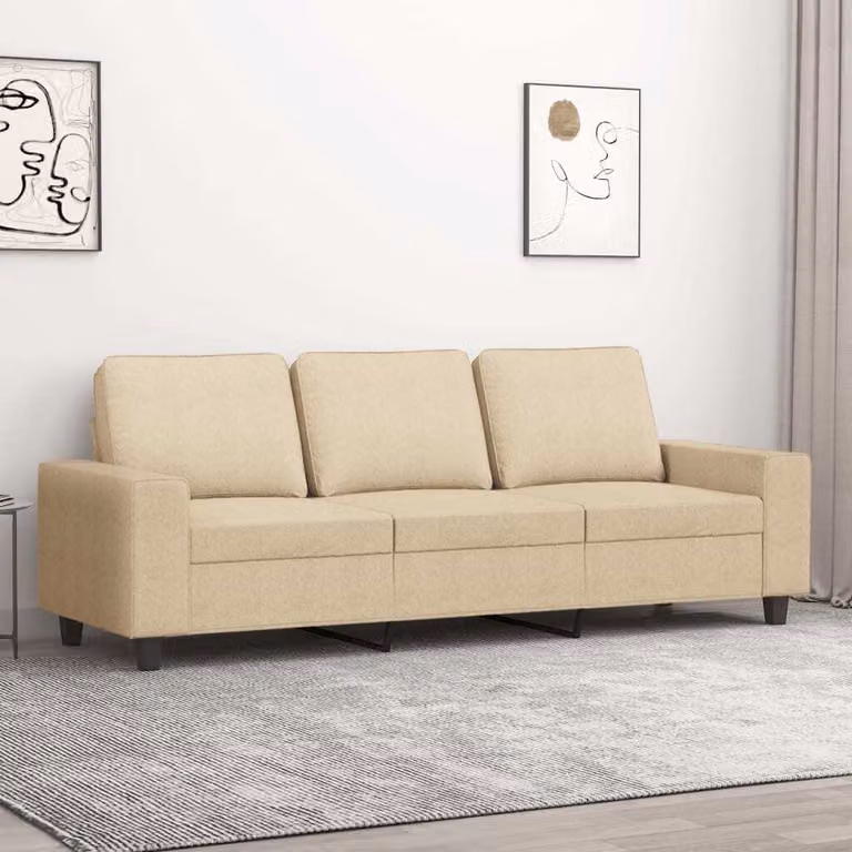 Divano Maison Exclusive, tre posti, colore crema, 180 cm, rivestito in tessuto