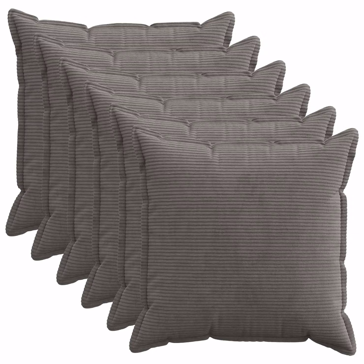 Set di 6 federe vidaXL HOUTEN in velluto a coste, Grigio Scuro, 55 x 55 cm