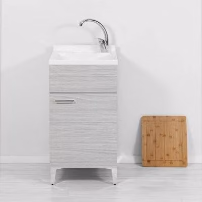 Mobile lavatoio Desya grigio con vasca in resina e asse lavapanni L: 45 cm, P: 50 cm, H: 84 cm