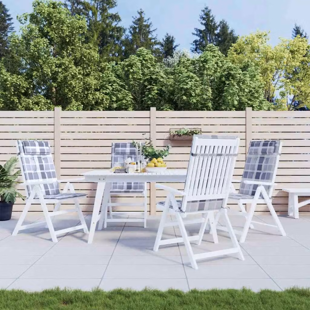 Set di 4 cuscini per sedia con schienale alto vidaXL in tessuto Oxford grigio, impermeabili e traspiranti