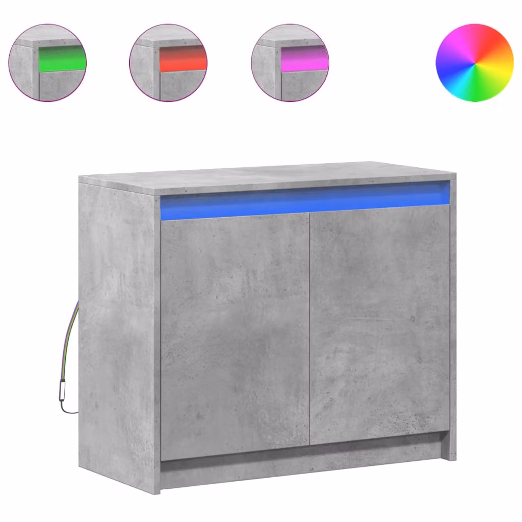 Credenza con LED Grigio Cemento 72x34x61 cm Legno Multistrato