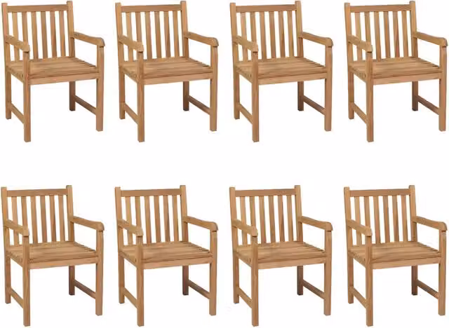Set di sedie da giardino vidaXL in legno di teak massello con 8 sedie e cuscini grigio talpa con braccioli