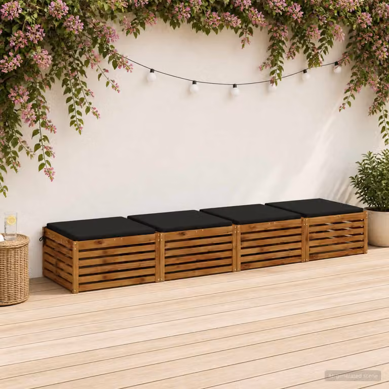 Set di 4 cuscini per sedia vidaXL SOEST in poliestere, neri, con rivestimento lavabile e resistente ai raggi UV