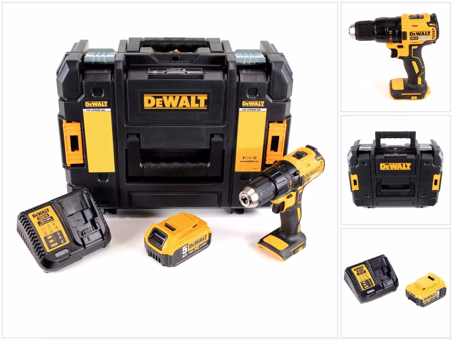 Trapano avvitatore a batteria DeWalt DCD 777 P1 18 V 65 Nm brushless + 1 batteria da 5,0 Ah + caricabatterie + TSTAK