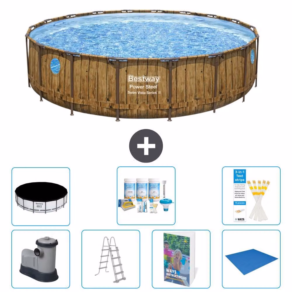 Bestway Power Steel, piscina rotonda - 549x122 cm - composta da 6 parti, modello S599