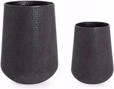 Set di 2 porta vasi moderni Bizzotto in metallo per tavolo, colore nero e bianco