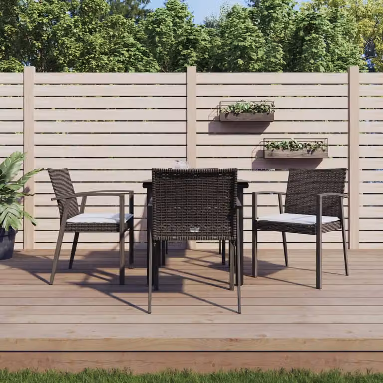 Set da giardino vidaXL in polyrattan e vetro con 5 pezzi e cuscini, design moderno per esterni