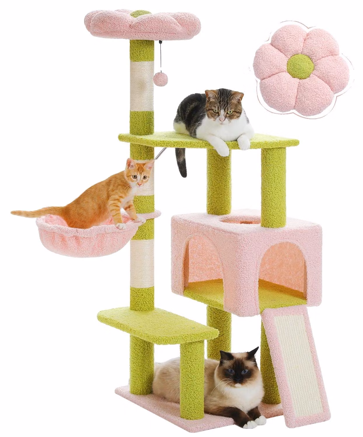 Katzenbaum, design multistrato, con tiragraffi integrati, modello AMT0236GN, taglia L