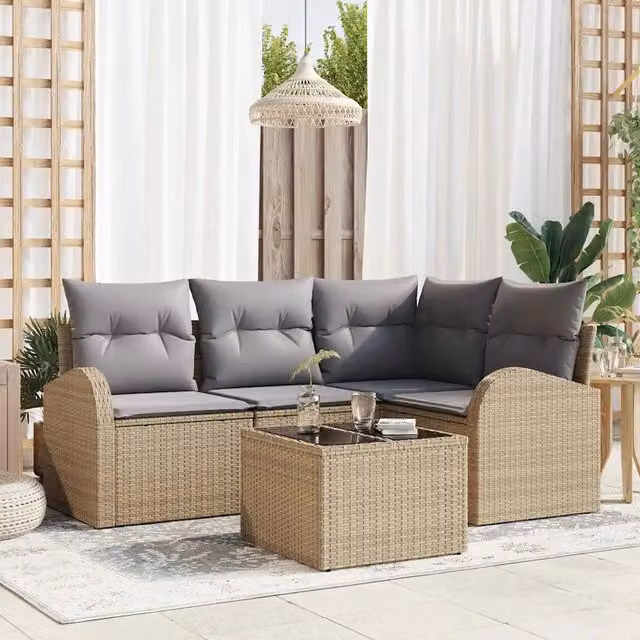 Set Divano da Giardino Beige polyrattan 3346030