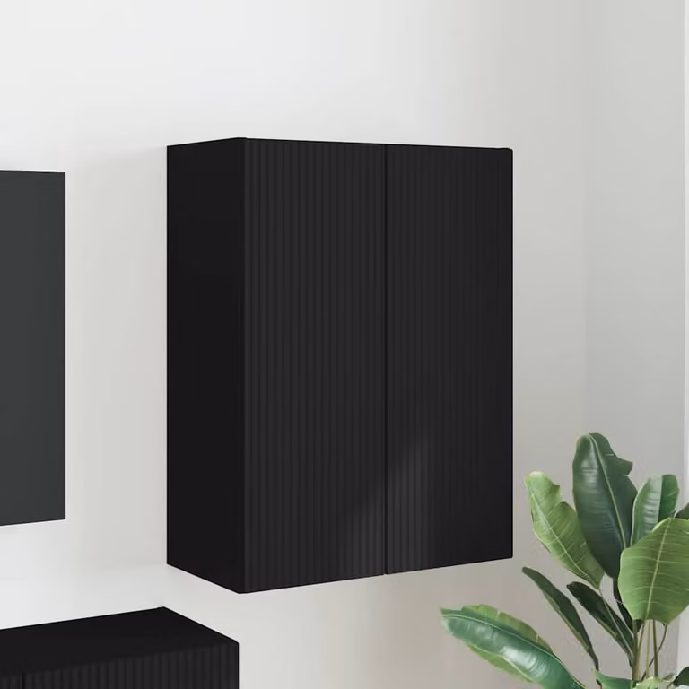 Mobile TV da parete moderno vidaXL in legno ingegnerizzato nero L: 59,5 cm, P: 31 cm, H: 80 cm