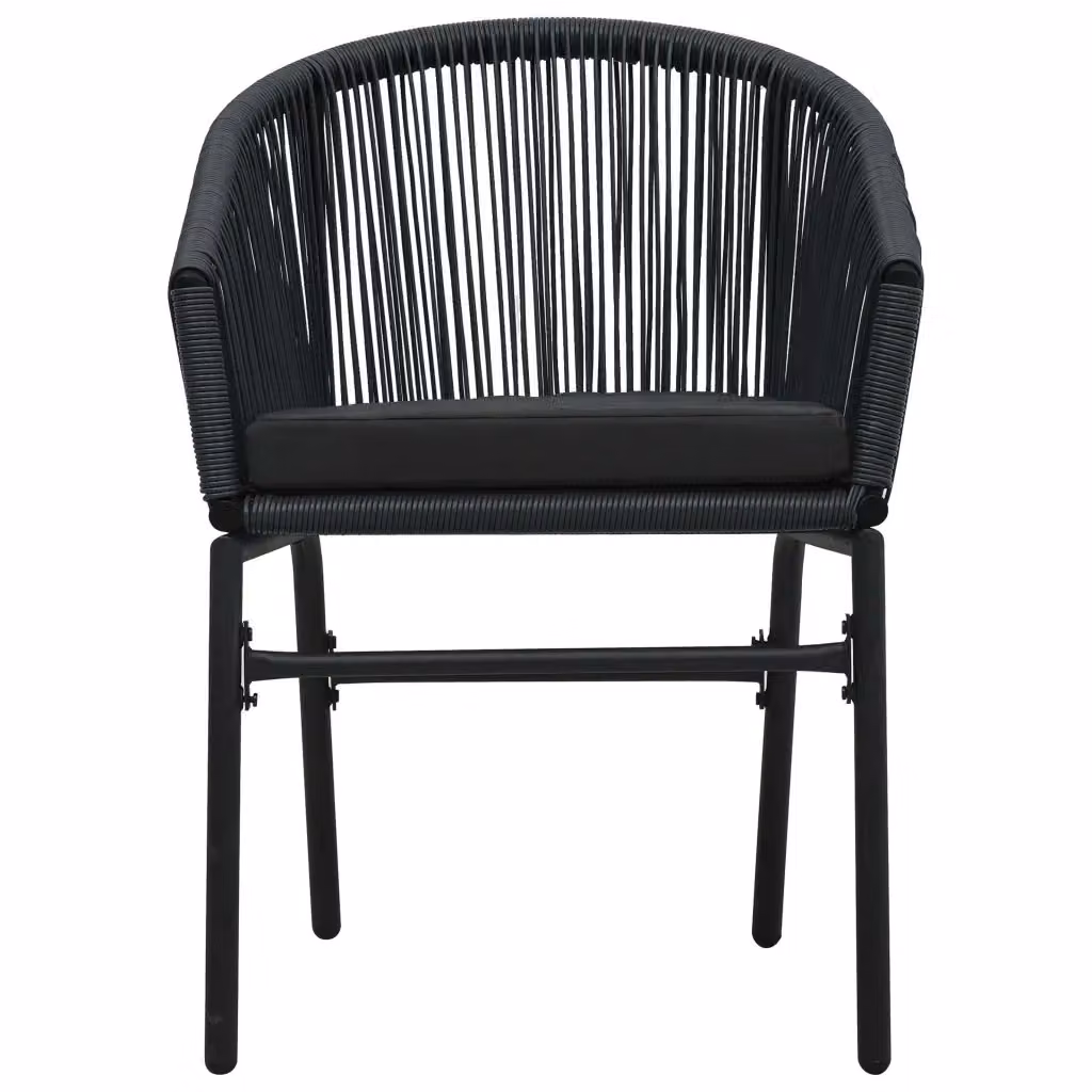Set di 2 sedie da giardino moderne vidaXL in polyrattan nero con cuscini inclusi – 2