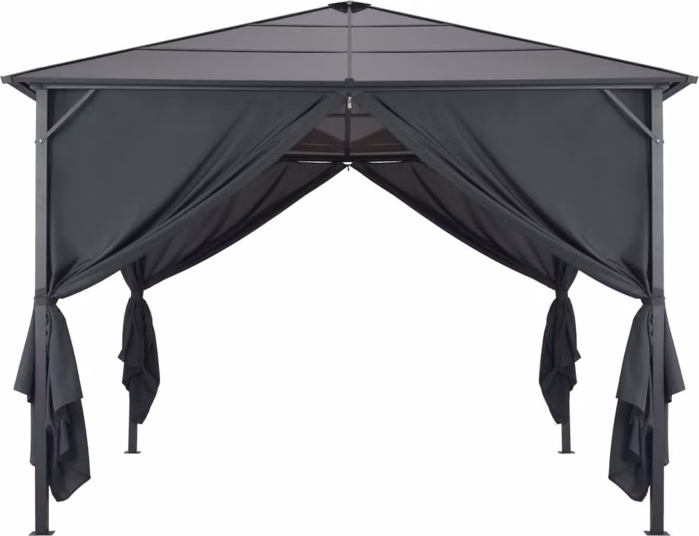 Gazebo con Tende in Alluminio 3x3 m Nero