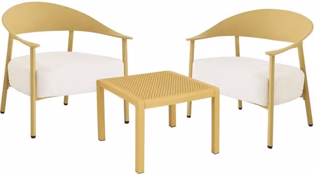 Set da giardino in metallo e plastica "Céora" - 2 posti - Giallo