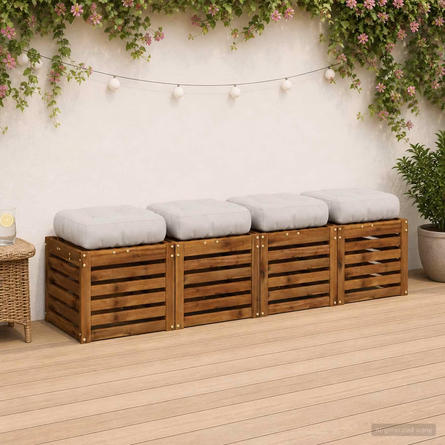 Set di 4 cuscini per sedia vidaXL VIANEN in poliestere, modello moderno e quadrato, disponibili in bianco o grigio