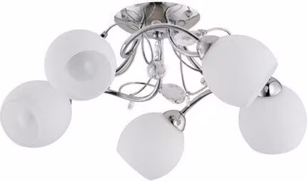 Lampada da soffitto moderna con 5 paralumi rotondi in vetro LIVIA 5xE14 10W ALF21525 Alfa