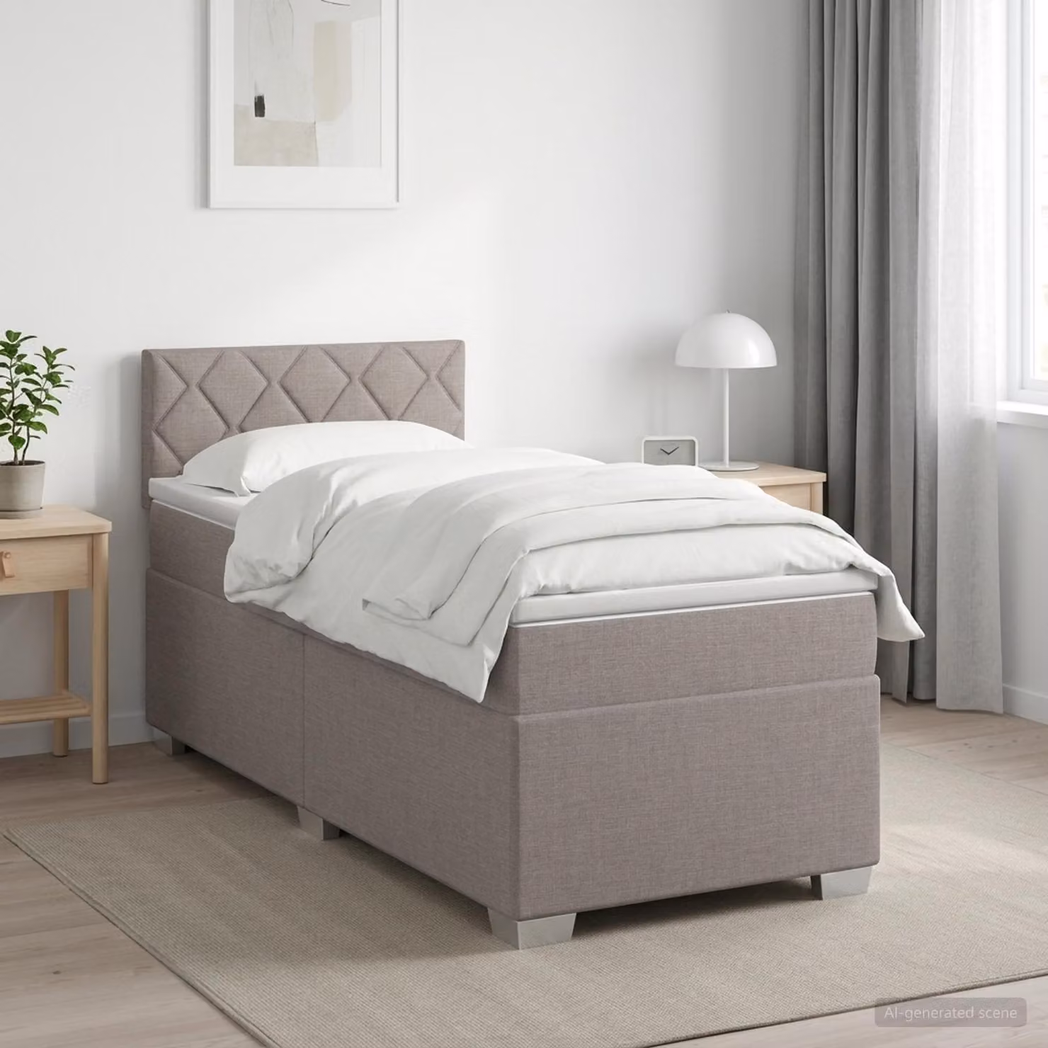Letto con Box Spring, Materasso Ibrido e Illuminazione LED vidaXL, Colore Tortora, L/P/H: 80 x 200 x 140 cm