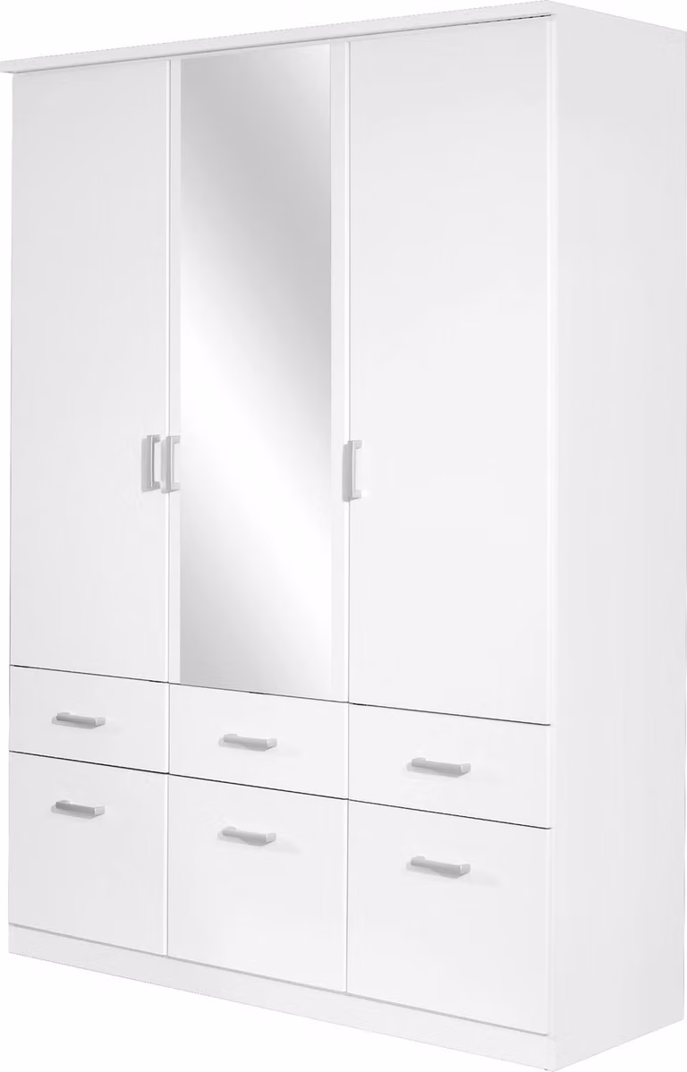 Armadio - Bianco alpino - 136 x 199 cm - a 3 ante - con specchio