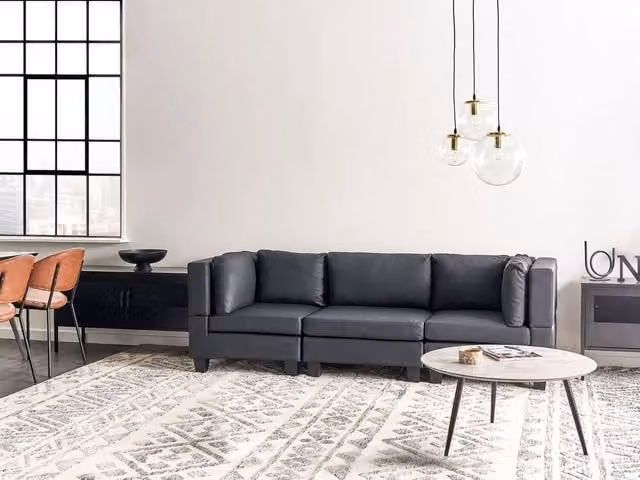 Divano Componibile Rivestito In Tessuto Nero 3 Posti stile moderno
