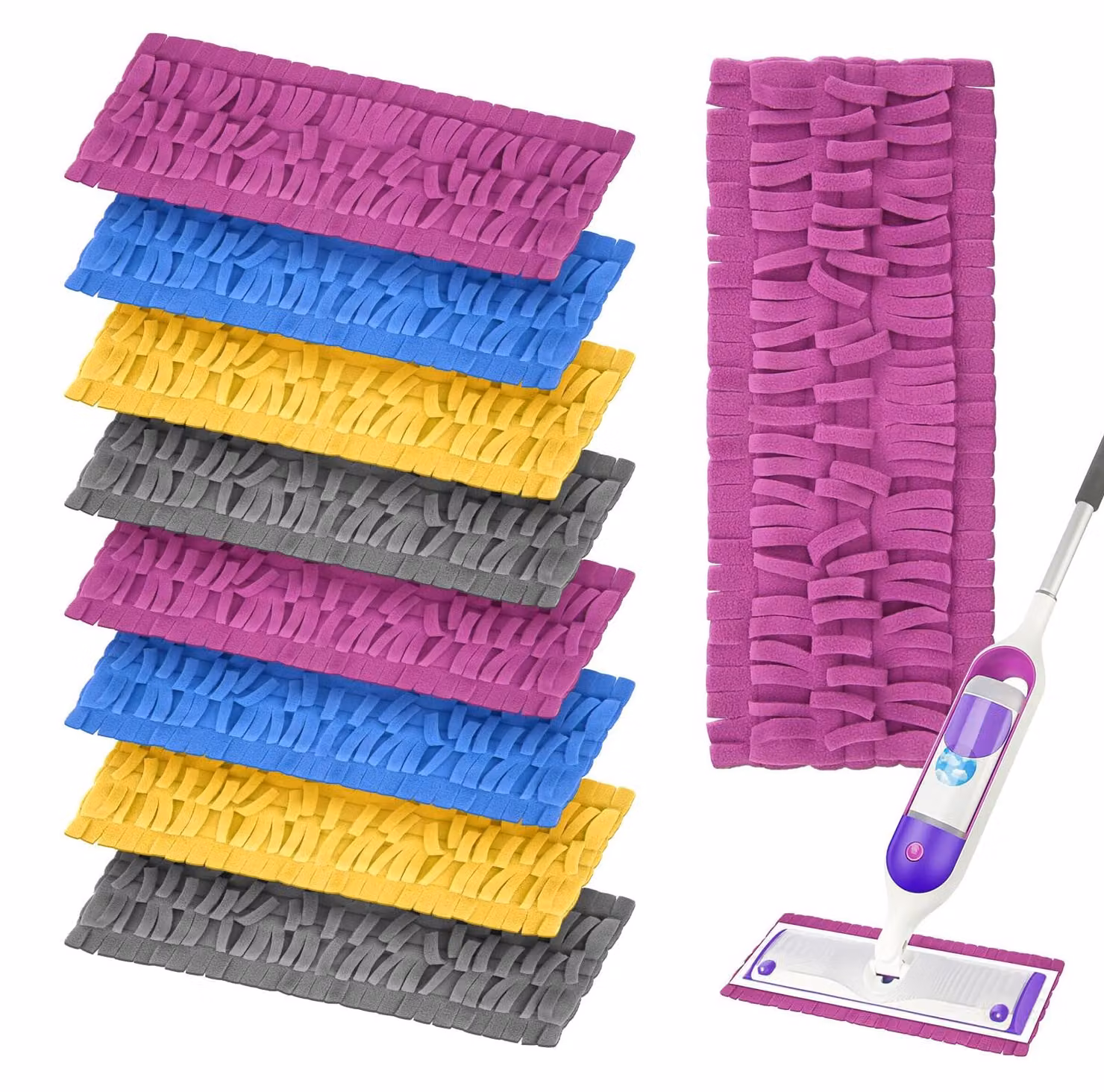 Ricariche per mop, 8 pezzi, in microfibra, lavabili, compatibili con Swiffer Power Mop