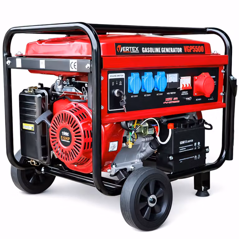 Generatore a benzina da 5,5 kW, gruppo elettrogeno di emergenza 230 V/400 V trifase con AVR e avvolgimento in rame per uso domestico e cantieri