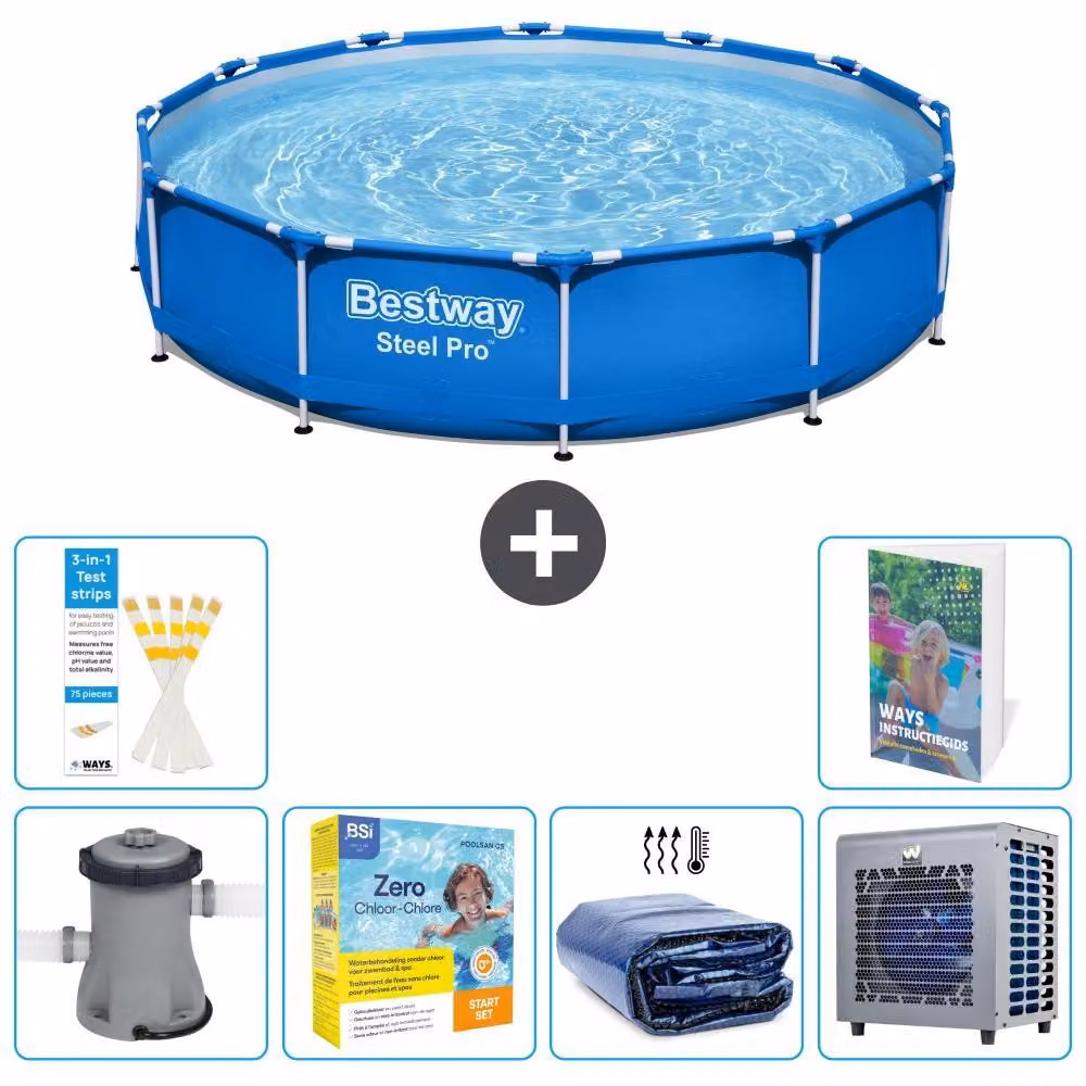 Piscina gonfiabile Bestway Steel Pro, rotonda, dimensioni 366x76 cm, composta da 5 parti, modello S331