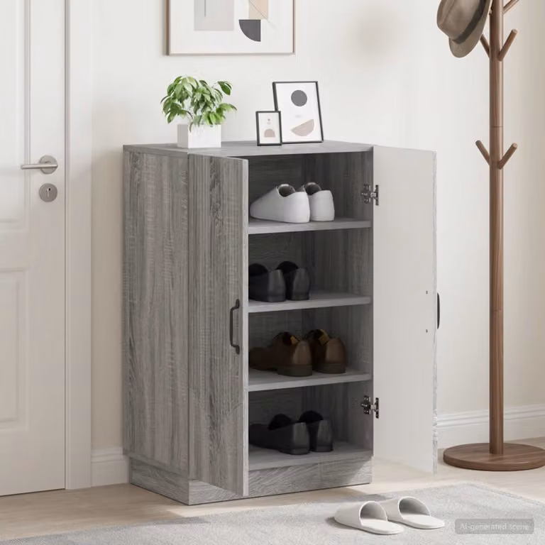 Mobile porta scarpe vidaXL HOORN grigio e nero L: 59,5 cm, P: 39,5 cm, H: 87 cm