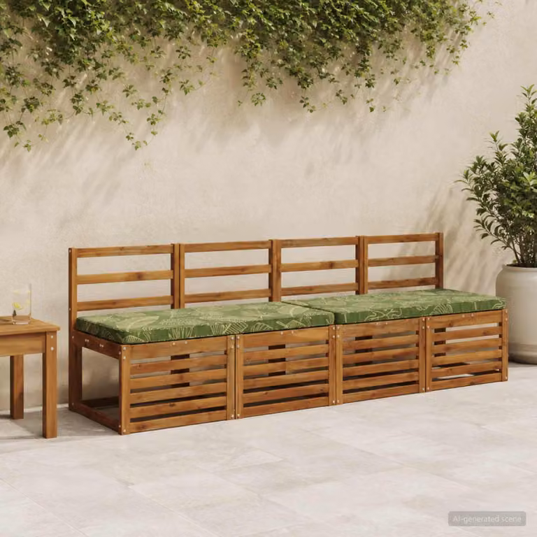 Set di 2 cuscini per panchina vidaXL VUGHT verdi in poliestere con rivestimento rimovibile e resistente ai raggi UV