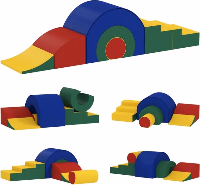 Set di 5 Blocchi Morbidi Multicolore in Schiuma ed Ecopelle per il Gioco Creativo e l'Arrampicata dei Bambini