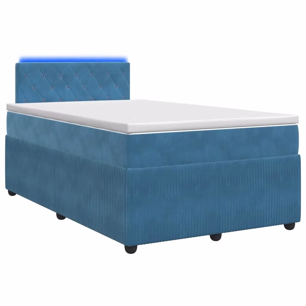 Letto box spring ibrido vidaXL in velluto blu con materasso a molle insacchettate e base contenitore L/P/H: 120 x 200 x 100,5 cm – 2