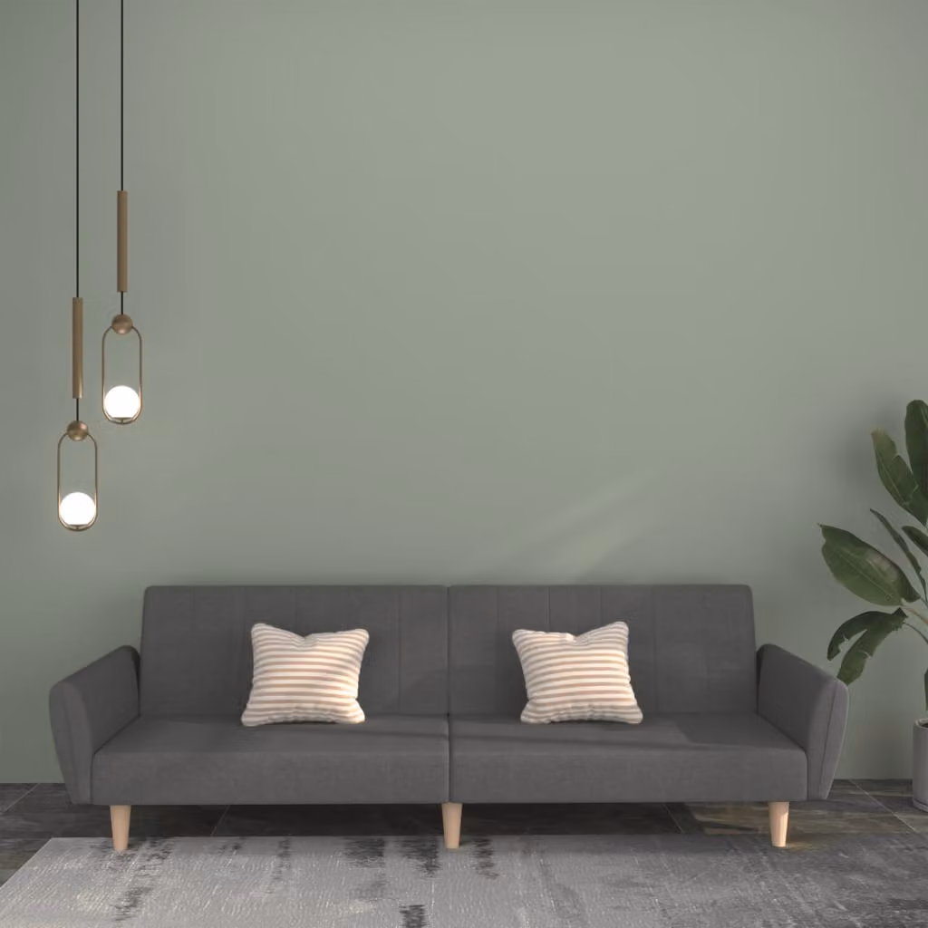 vidaXL Divano Letto Click-Clack Moderno in Tessuto Grigio con Struttura in Legno Solido e Poggiatesta Regolabile