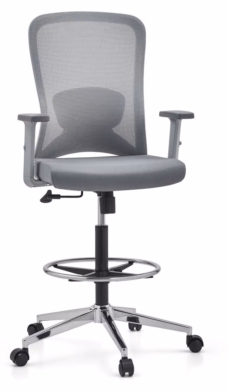 hjh OFFICE sedia da banco Top Work 44 W con braccioli (regolabile in altezza) tessuto / mesh