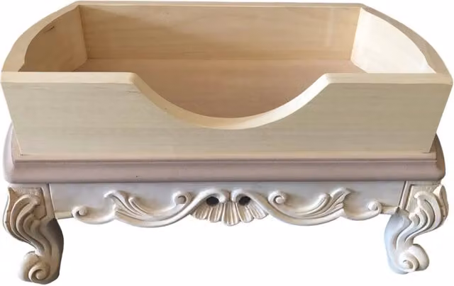 Pouff per gatti in stile classico barocco in legno grezzo Mobili 2G L: 59 cm, P: 40 cm, H: 30 cm – 2