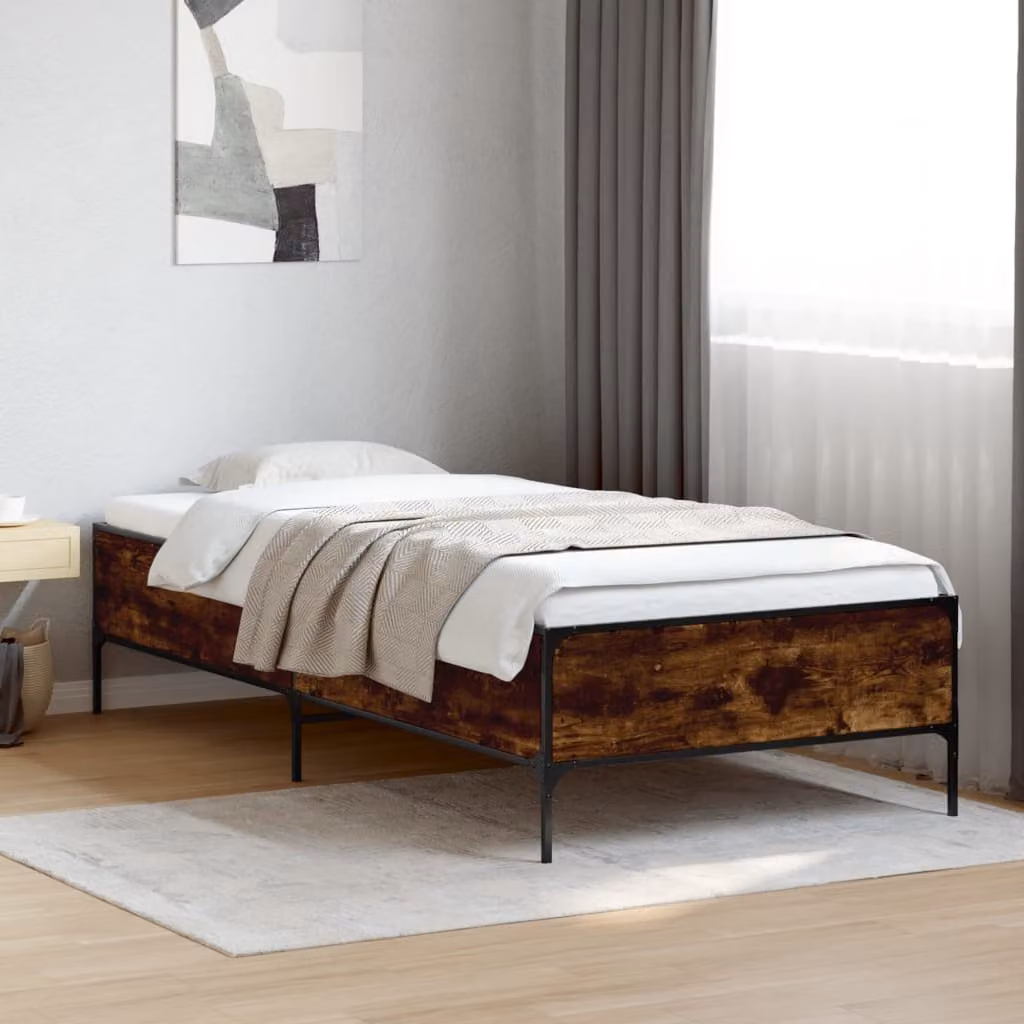 vidaXL Giroletto Rovere Fumo in Legno e Metallo, L/P: 90 x 200 cm
